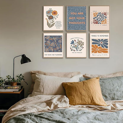 6 Mental Health Posters Bohemian Style Motivational Psychology Wall Decor Pictures Therapy Office Wall Art Inspirational Positive Quotes Canvas Poster Prints For Home Counseling Office Decor Unframed