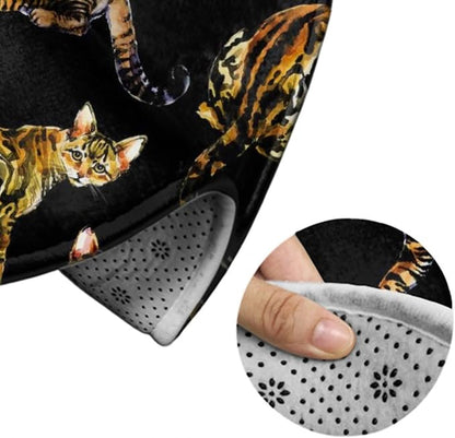 Soft Round Yoga Carpet, Office Chair Decor Round Mat for Carpet and Hardwood Floors Compatible with Watercolor Tiger Stripe Cat