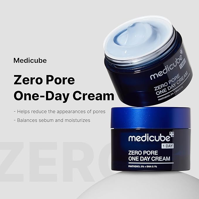 Medicube Zero Pore One-Day Cream 1.7 fl.oz - Visibly Smaller Pores, Controls Excess Oil - Pore Refining Cream with Panthenol, Salicylic Acid, and Niacinamide - Korean Skincare