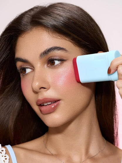 SHEGLAM Glass Glow Blush Stick Cream for Cheek and Lip, Waterproof Hydrating Tinted Solid Moisturizer Blendable Natural Grow Nude Face Blush Makeup-Cherry Express