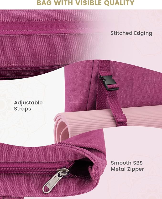 Gonex Yoga Mat Bag, Yoga Gym Bag Tote Bag with Multi Pockets For Women Men, Canvas Yoga Mat Carrier Take in Out Mat Easily For Pilates Travel Workout Office