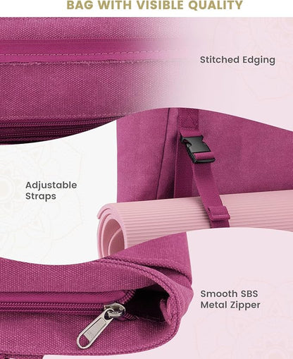 Gonex Yoga Mat Bag, Yoga Gym Bag Tote Bag with Multi Pockets For Women Men, Canvas Yoga Mat Carrier Take in Out Mat Easily For Pilates Travel Workout Office