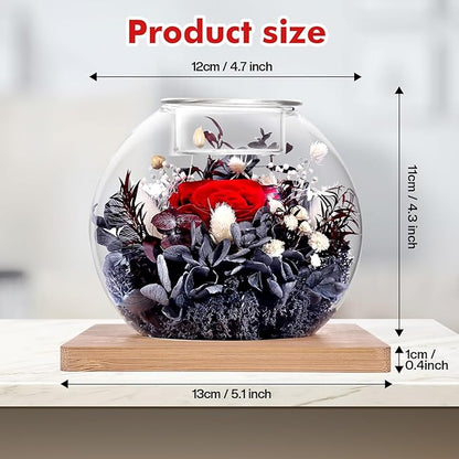 Preserved Roses - Birthday Gifts for Her, Preserved Flower in Glass Dome with Scented, Romantic Gifts for Women, Wife, Girlfriend on Birthday, Wedding Anniversary, Thanksgiving Day, Christmas Day-Red