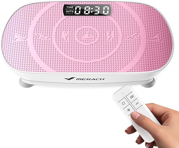 MERACH Vibration Plate Exercise Machine, Slim Vibration Plate for Lymphatic Drainage Weight Loss, Vibrating Plate with Real-Time Calorie Tracking on LED Display, Workout Equipment for Home Women Men