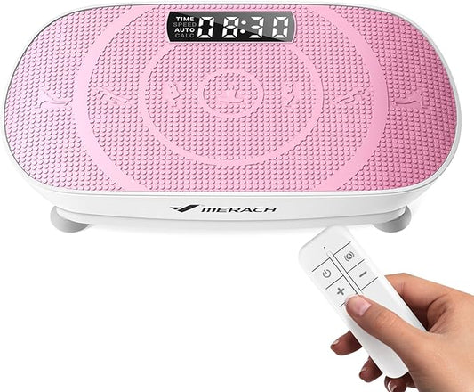 MERACH Vibration Plate Exercise Machine, Slim Vibration Plate for Lymphatic Drainage Weight Loss, Vibrating Plate with Real-Time Calorie Tracking on LED Display, Workout Equipment for Home Women Men