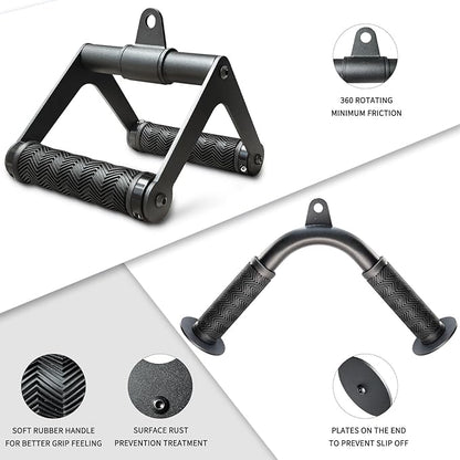 Cable Machine Attachment Set with Tricep Rope, V Bar, Double D Handle Row, Ankle & Wrist Straps, LAT Pulldown Attachments Cable Attachments for Home Gym