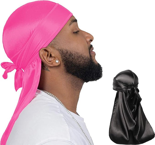 ForceWave 2 Pieces Silky Durag Pack for Men Women Waves, Premium Satin Deluxe Du-rag