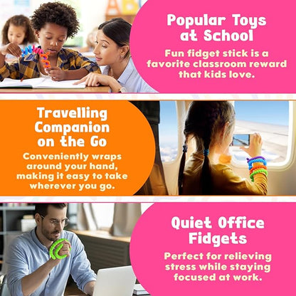 Fidget Toys Sensory Stick: Textured Silicone Sensory Toys for Kids 6 Pack, Stress Fidgets for Anxiety Relief Calming, Autism Classroom Must Haves, Christmas Stocking Stuffers for Teen Girls Boys Kids