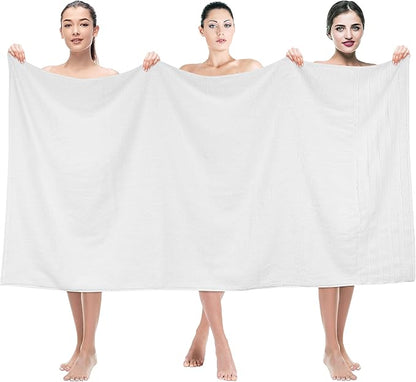 American Soft Linen 35x70 Jumbo Large Bath Towels, 600 GSM 100% Cotton Turkish Bath Sheet, Oversized Luxury Bath Towels for Bathroom Beach and Pool, White