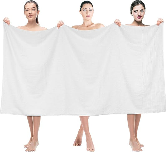 American Soft Linen 35x70 Jumbo Large Bath Towels, 600 GSM 100% Cotton Turkish Bath Sheet, Oversized Luxury Bath Towels for Bathroom Beach and Pool, White
