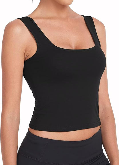 Porvike Sports Crop Tank Tops for Women Cropped Workout Tops Racerback Running Yoga Tanks Cotton Sleeveless Gym Shirts 3 Pack