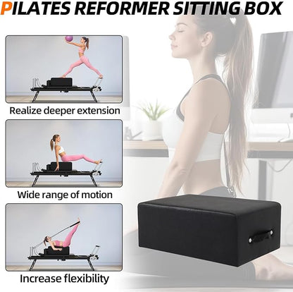 FAHKNS Portable Pilates Reformer Sitting Box, Non-Slip Pilates Sit Boxs for Home Workout, Pilates Exercise Accessories for Pilates Refomer/Board, Posture Correction