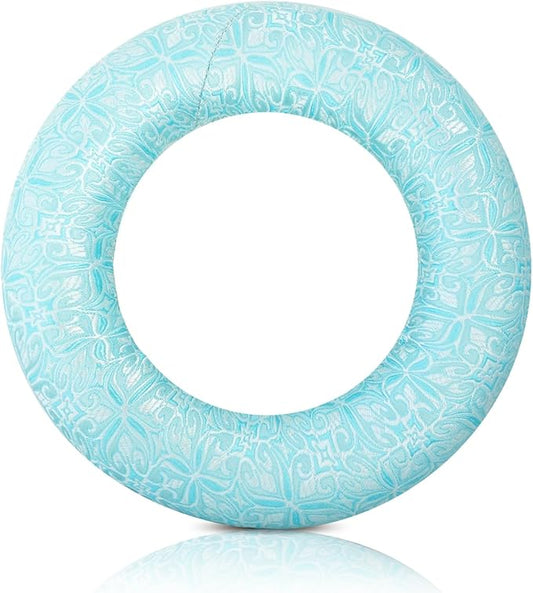 Singing Bowl Cushion for Tibetan Singing Bowls, Handmade Silk Brocade Round Cushion Pillow for Sound Healing and Crystal Sound Bowls Accessories(CyanBlue,6.7 Inch)