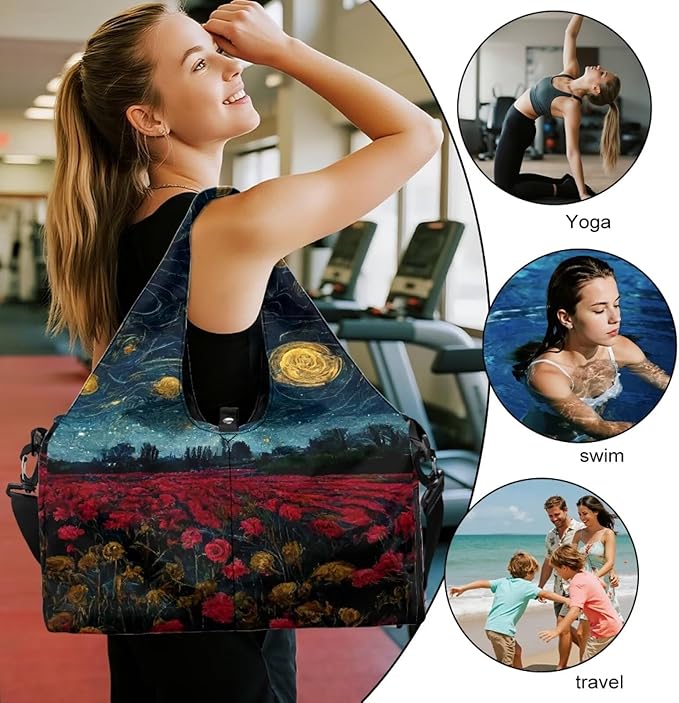 Yoga Mat Bag for Women Men Large Carryall Tote with Adjustable Shoulder Strap for Gym Yoga Travel Pilates Office