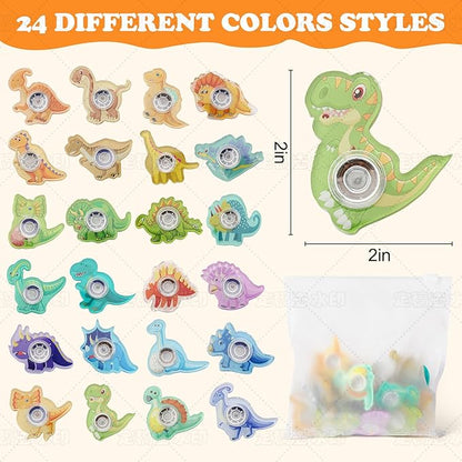 24PCS Dinosaur Fidget Spinner Toys,Party Favors Birthday Gifts Goodie,Autism Sensory Toys for Boys Girls Stress Relief,Treasure Box Toy for Classroom Prizes Supplies(Dinosaur)