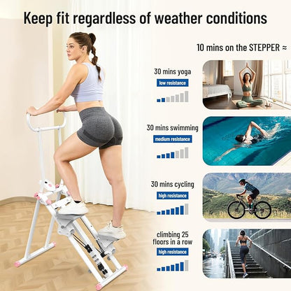 Stair Stepper for Home Gym,Folding Vertical Climber Cardio Exercise Machine,Stair Climber for Full Body Workout with Adjustable Handlebar for Women & Men