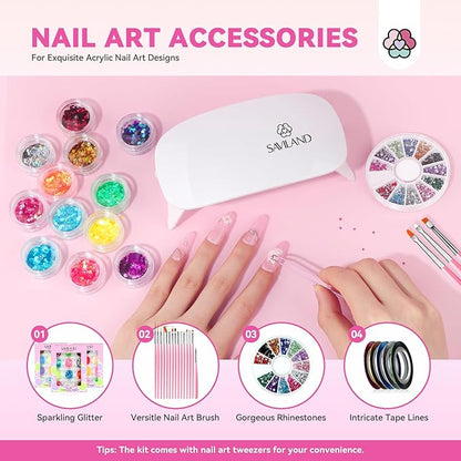 SAVILAND Acrylic Nail Kit with Everything: Professional Nail Kits Acrylic with Everything with Drill Practice Fingers Acrylic Nail Tools for Beginners Professional Home Manicure Christmas Gift Set