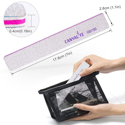 Canvalite 25 PCS Nail File Professional Nail Files Reusable Double Sided Emery Board(80/80 Grit) Nail Styling Tools for Home and Salon Use