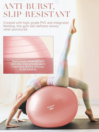 Yoga Ball for Exercise, Pilates Set, 4 Sizes Fitness Ball for Workout, Birthing, Pregnancy, Physical Therapy- Pump Included