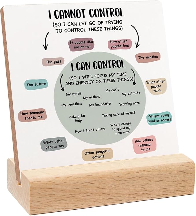 Mental Health Inspirational Gift, Colorful Positive Self Affirmations Wooden Sign with Wooden Stand, Motivational Gifts for Psychologist School Counselor Student Boy Girl Best Friends