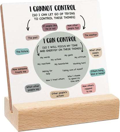 Mental Health Inspirational Gift, Colorful Positive Self Affirmations Wooden Sign with Wooden Stand, Motivational Gifts for Psychologist School Counselor Student Boy Girl Best Friends