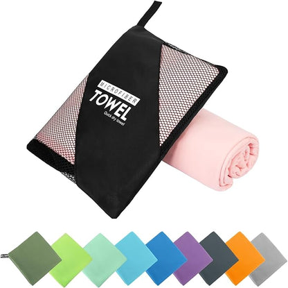 Microfiber Travel Towel, Soft Lightweight Quick Dry Towel, Super Absorbent Compact Travel & Sports & Beach Towels for Camping, Backpack, Gym, Swimming, Yoga, Hiking (XS:12"×24" -Pink)