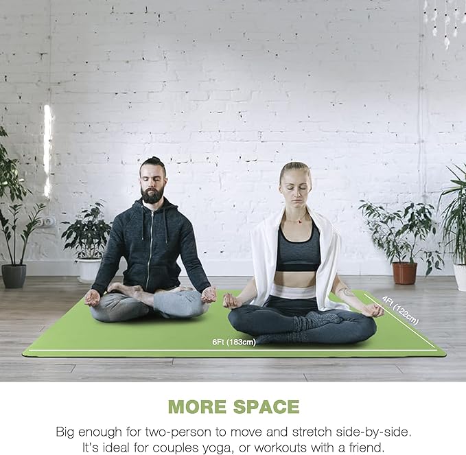 UMINEUX Large Yoga Mat for Men and Women 1/4 & 2/5 Inch Extra Thick TPE Fitness Mat for Home Gym Workout, Non-Slip, Eco Friendly Exercise Mat for Yoga, Pilates, Stretching, Meditation