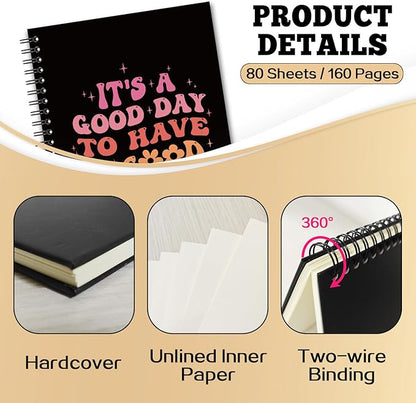 YAZMEEN Inspirational Blank Spiral Notebook（160 Pages） It's A Good Day to Have A Good Day Hardcover Sketchbook Coworker Appreciation Gift Funny Encouragement Gifts for Teacher Student Office Worker
