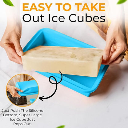 (2 Pack) Large Silicone Freezer Containers For Soup, Pasta Sauce, Leftovers, Broth & More - 6 Cup Reusable BPA Free Non Plastic Food Storage Freezing Ice Trays With Lids & Measurement Lines