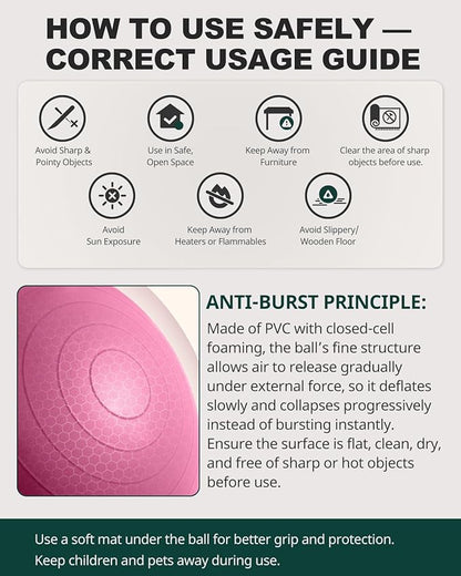Trideer Exercise Ball for Yoga, Pilates & Fitness – Stability Ball Equipment for Home Gym & Office Chair, Core & Balance Training Accessories, Physical Therapy Equipment, Quick Pump Included, 5 Sizes