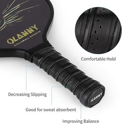 Graphite Pickleball Paddles Set- Premium Rackets Fiber Face & Polymer Honeycomb Core Pickleball Set Includes Pickleball Paddles + Pickleball Balls+ Replacement Soft Grip + 1 Bag