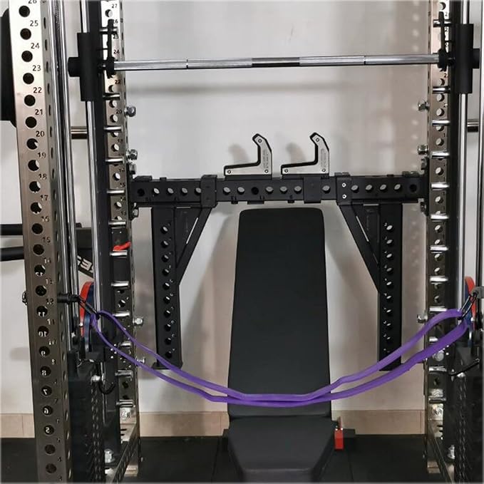 RSBFER Power Cage Squat Rack Accessories, Fits on 3" X 3" Tube Squat Rack with 1" Hole, Home Gym Fitness Equipment for Strength Training & Resistance Bands