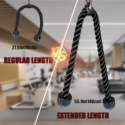 KORIKAHM Long Tricep Rope, Rope Pull Down Attachment 47 55 63Inch Length Long, Tricep Rope Cable Attachment, Tricep Pull Down Rope for Home Gym Pulley System,Cable Machine Attachment