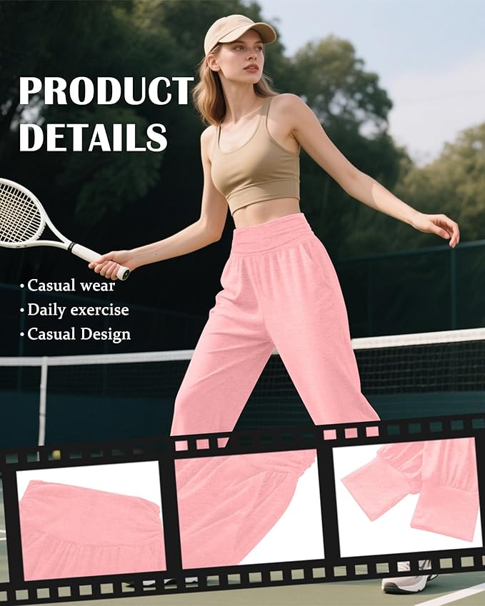 2 Pack Women's Yoga Joggers, Cozy Sweatpants with Pockets Casual Loose Comfy High Waisted Lounge Pants