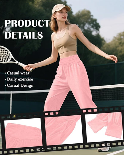 2 Pack Women's Yoga Joggers, Cozy Sweatpants with Pockets Casual Loose Comfy High Waisted Lounge Pants