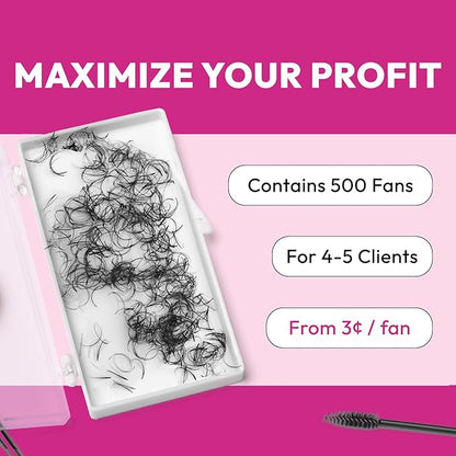 500 Wispy Promade Fans - 5D 0.07 Size 15mm Curl CC - Natural Wispy Lashes Loose Premade Lash Fans for Eyelash Extensions Handmade Pre Made Eyelashes for Spiky, Volume, Natural Look