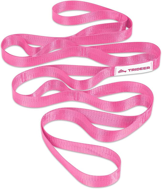 Trideer Stretching Strap Yoga Strap Physical Therapy for Home Workout, Exercise, Pilates and Gymnastics, 10 Loops Non-Elastic Stretch Bands with Aesthetic Packaging for Women & Men