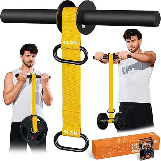 Forearm Strengthener and Wrist Roller, 43.3 inch Or 51.2 inch Ultra Strong Nylon Webbing, Forearm Exerciser with Quick Locking Mechanism, Ideal for Hand, Wrist and Forearm Strength Training