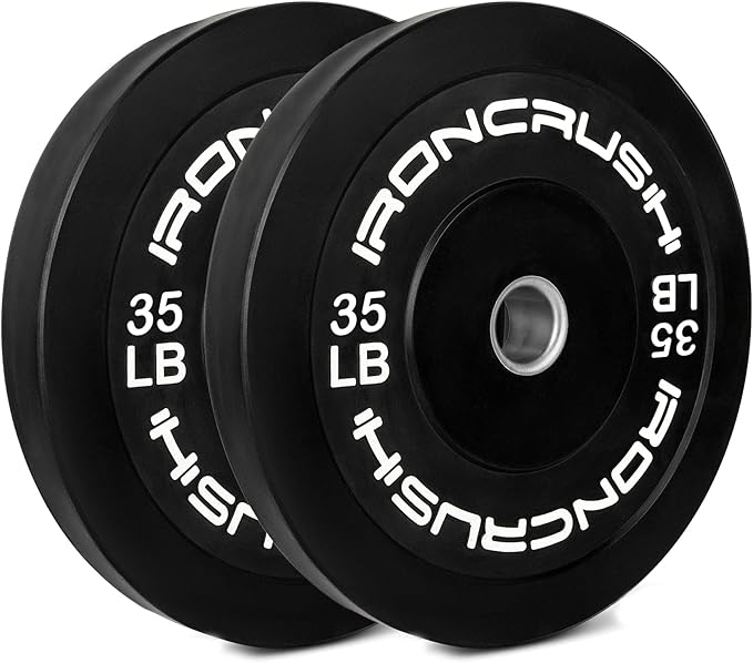 Iron Crush Olympic Bumper Plates Set - Virgin Rubber Weights for Strength Training - Fits 2" Barbells - Sold in Pairs