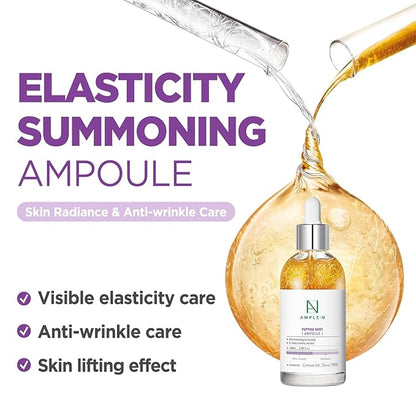 AMPLE:N Peptide Shot Ampoule - Anti-Aging Face Ampoule with Peptide Threads to Minimize Wrinkles and Improve Firmness - Peptide Serum to Lift Sagging Skin - Visibly Plump, 3.38 fl. oz.