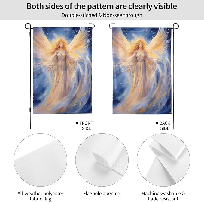 A Golden Angel Garden Flag 12x18 In Double Sided Yard Flags Lawn Sign Decor No Flagstand