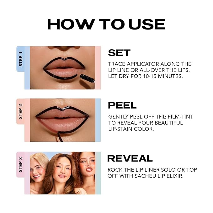 Sacheu Lip Liner STAY-N Peel Off Lip Stain — Long Lasting Matte Lip Tattoo Transfer Proof Lipstain Infused with Hyaluronic Acid & Vitamin E for All Skin Types — Vegan & Cruelty-Free, HEY-zel