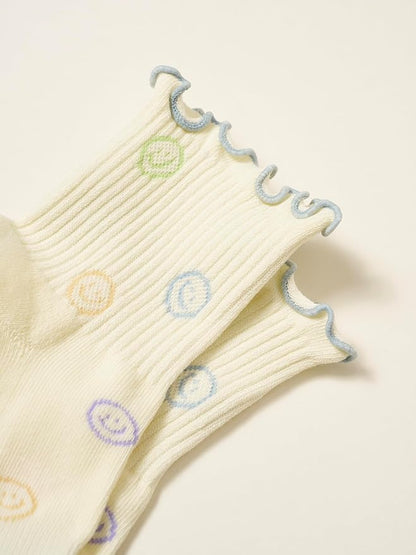 Crew Half Calf Grip Socks, Cutest Fruits Pilates Socks, Ruffle socks, Non-Slip, Barre Yoga Fitness