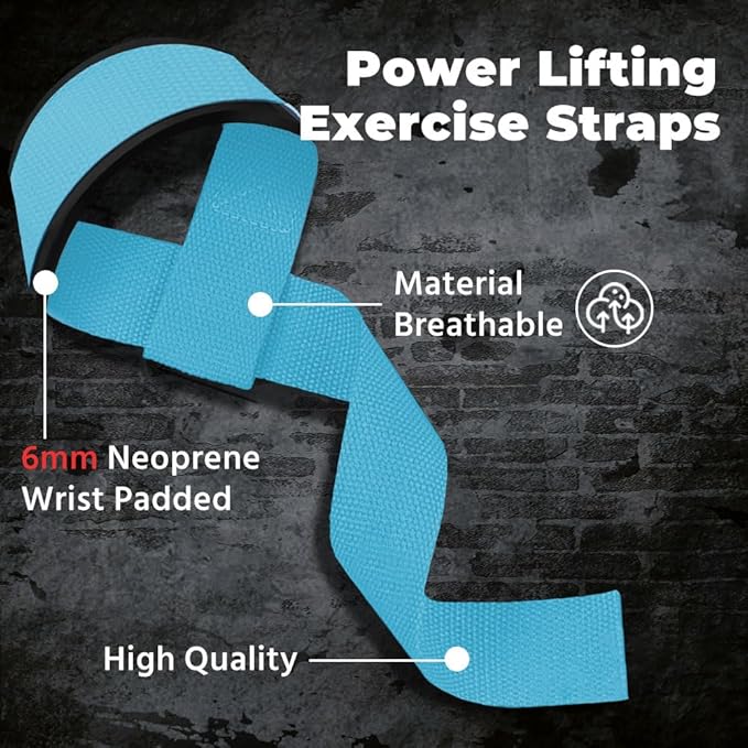 WSAKOUE Lifting Straps, Weightlifting Straps, Deadlift Straps with Padded Neoprene for Power Lifting, Bodybuilding, Gym Workout, Strength Training & Fitness Workout, Resistance