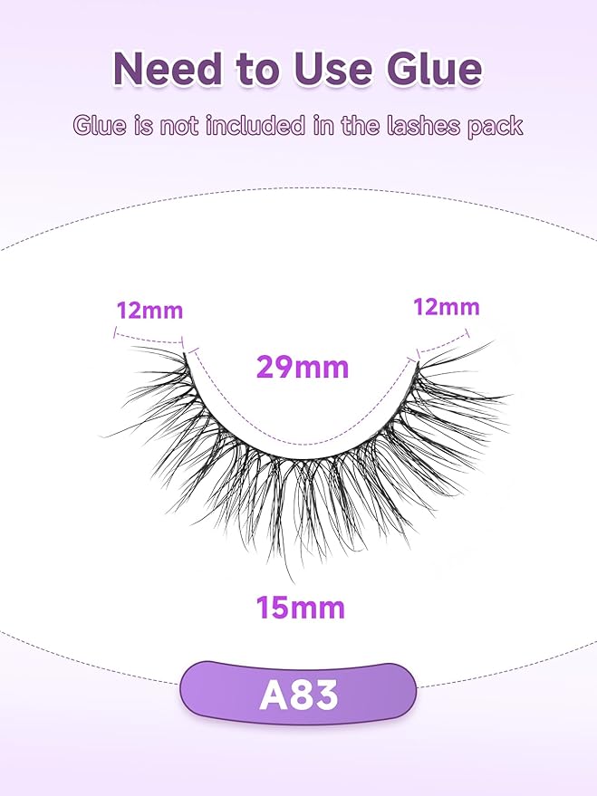 Natural Eyelashes False Eyelashes Natural Lashes 15mm Wispy Eyelashes with Thin Band 3D Volume False Lashes Soft Strip Lashes Pack C Curl Natural Eye Lashes Fake Eyelashes 7 Pair EVENTILL