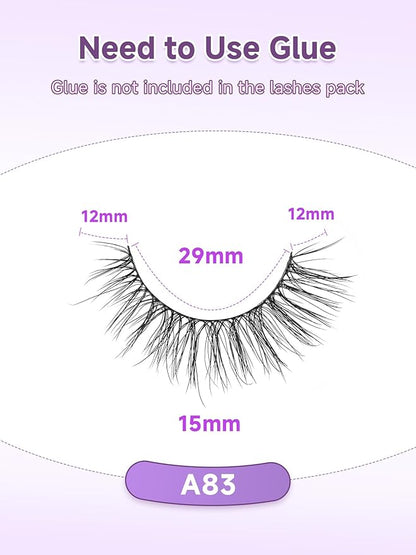 Natural Eyelashes False Eyelashes Natural Lashes 15mm Wispy Eyelashes with Thin Band 3D Volume False Lashes Soft Strip Lashes Pack C Curl Natural Eye Lashes Fake Eyelashes 7 Pair EVENTILL