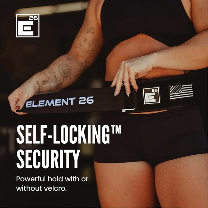 Element 26 Self-Locking Weight Lifting Belt - Premium Weightlifting Belt for Serious Functional Fitness and Olympic Lifting Athletes - Lifting Support for Men and Women - Deadlift Training Belt