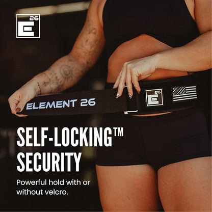 Element 26 Self-Locking Weight Lifting Belt - Premium Weightlifting Belt for Serious Functional Fitness and Olympic Lifting Athletes - Lifting Support for Men and Women - Deadlift Training Belt