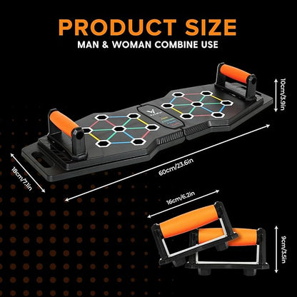 Foldable Push Up Board - Home Workout Equipment with Color-Coded System - Multi-Functional Push-Up Stands for Strength Training, Chest, Arms & Core - Portable Gym for Men & Women