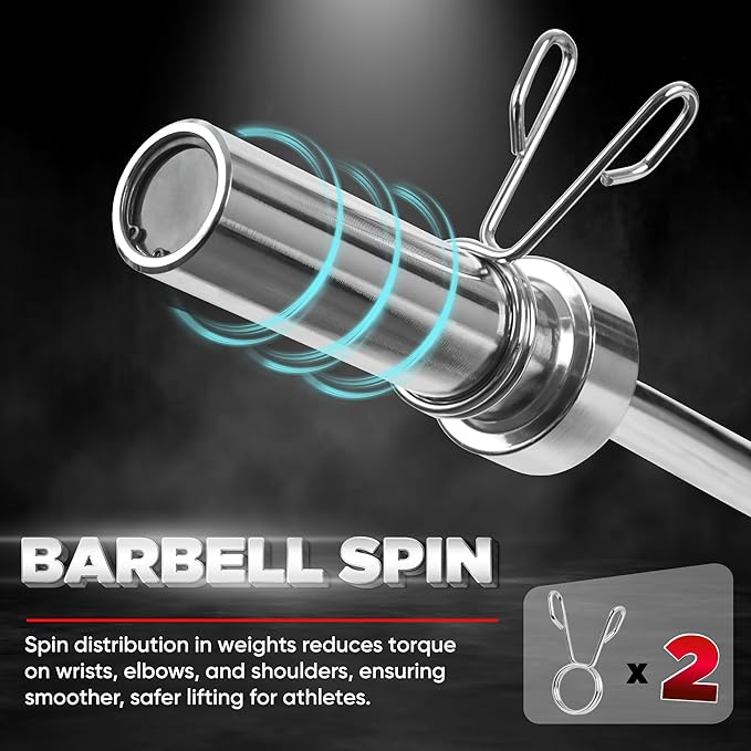 Yes4All Olympic EZ Curl Barbell, 47" Curl Bar 2" Diameter With Spring Collars For Weight Training